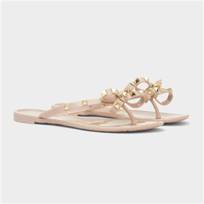 Pearl Womens Nude Toe Post Sandal