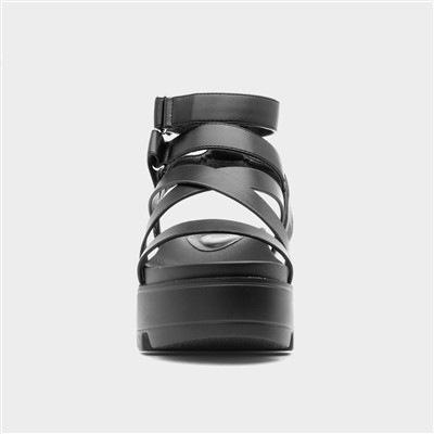 Cynthia Womens Black Strappy Chunky Sandal