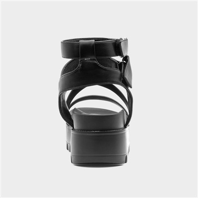 Cynthia Womens Black Strappy Chunky Sandal