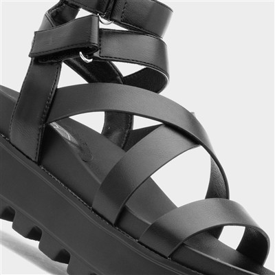 Cynthia Womens Black Strappy Chunky Sandal