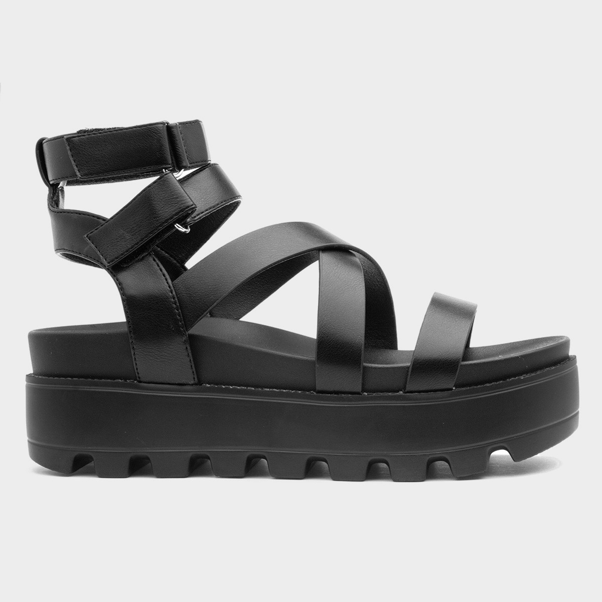 Cynthia Womens Black Strappy Chunky Sandal