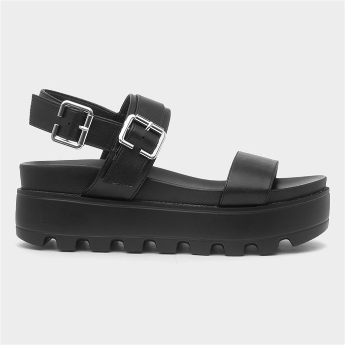 Agatha Womens Black Chunky Buckle Sandal