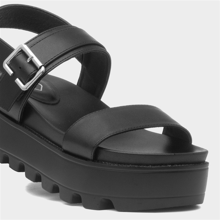 Agatha Womens Black Chunky Buckle Sandal