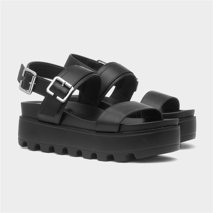 Agatha Womens Black Chunky Buckle Sandal
