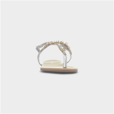 Eliana Womens Silver Flat Diamante Sandal