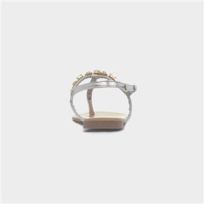 Eliana Womens Silver Flat Diamante Sandal