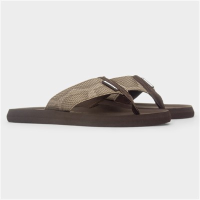 Adios Tony Womens Taupe Snake Flip Flop