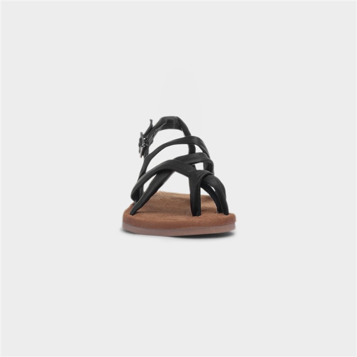 Hope Womens Black Leather Flat Sandal