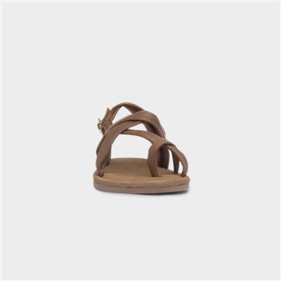 Hope Womens Tan Leather Flat Sandal