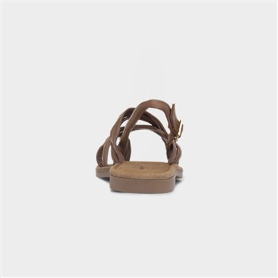 Hope Womens Tan Leather Flat Sandal