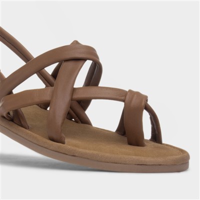 Hope Womens Tan Leather Flat Sandal