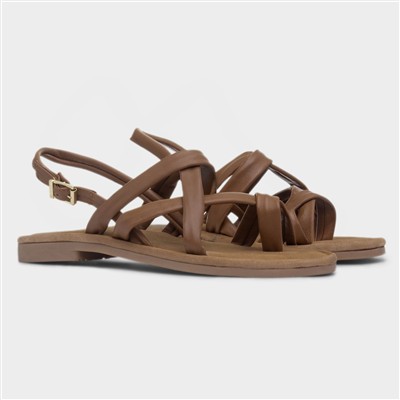 Hope Womens Tan Leather Flat Sandal