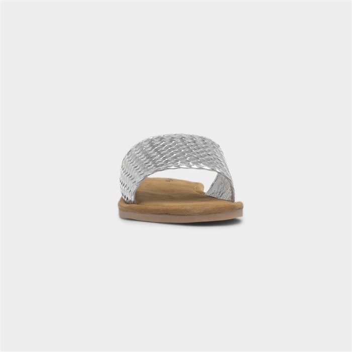 Womens Silver Leather Wide Fit Sandal