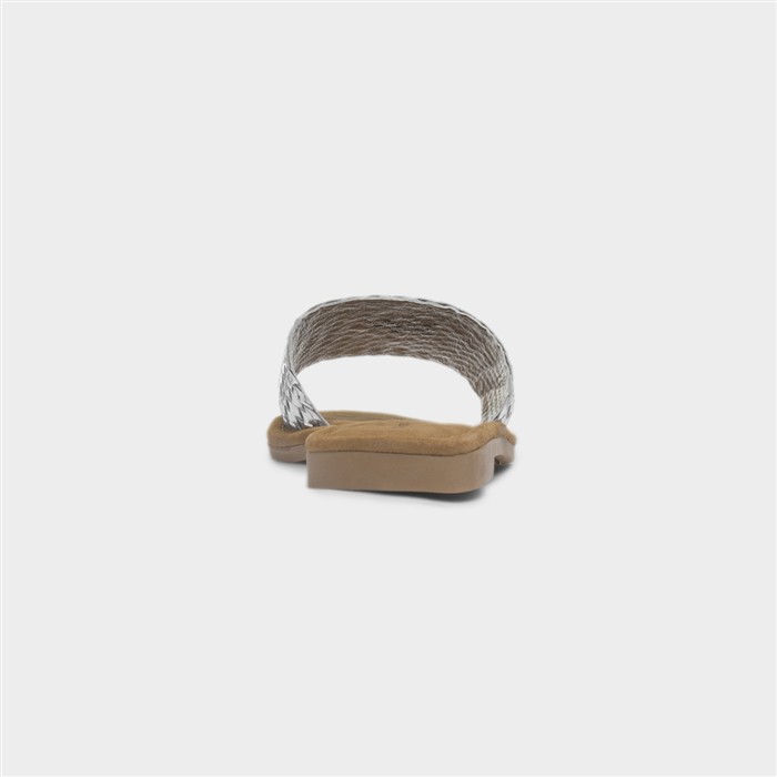 Womens Silver Leather Wide Fit Sandal