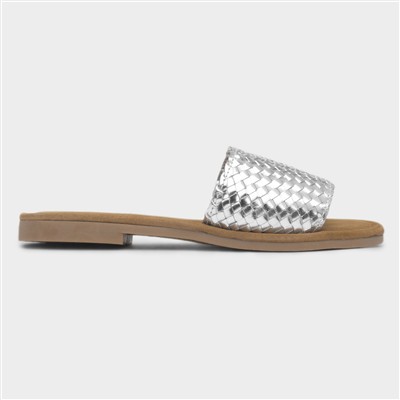 Womens Silver Leather Wide Fit Sandal