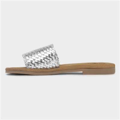 Womens Silver Leather Wide Fit Sandal