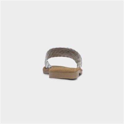 Womens Silver Leather Wide Fit Sandal