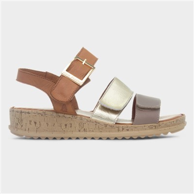 Eliana Womens Gold Leather Sandal