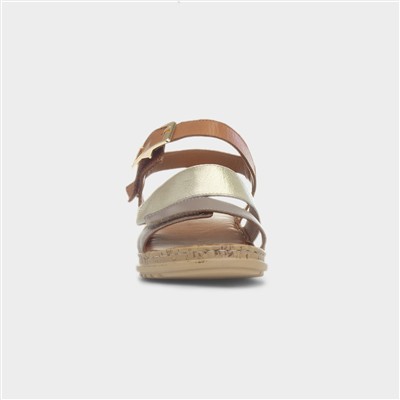 Eliana Womens Gold Leather Sandal