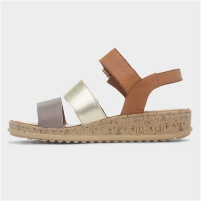 Eliana Womens Gold Leather Sandal