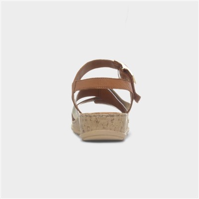 Eliana Womens Gold Leather Sandal