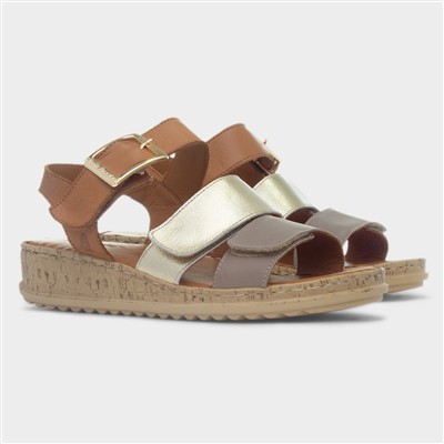 Eliana Womens Gold Leather Sandal