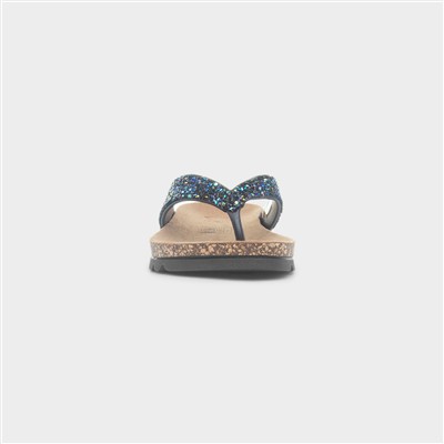 Crocus Womens Black Toe Post Sandal