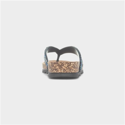 Crocus Womens Black Toe Post Sandal