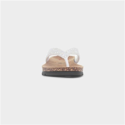 Crocus Womens White Toe Post Sandal