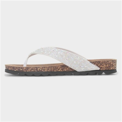 Crocus Womens White Toe Post Sandal
