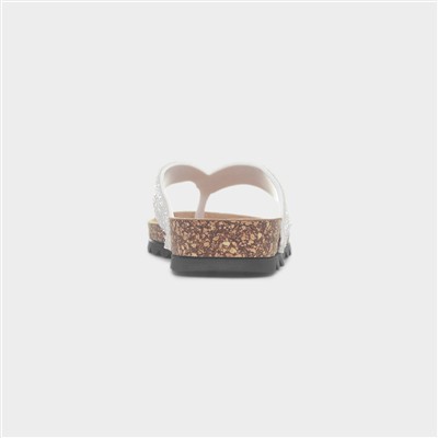 Crocus Womens White Toe Post Sandal