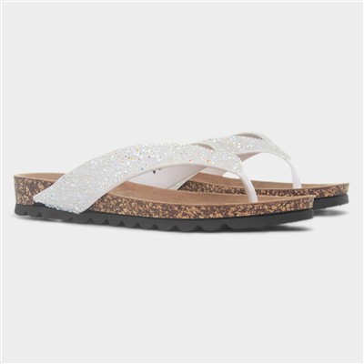 Crocus Womens White Toe Post Sandal