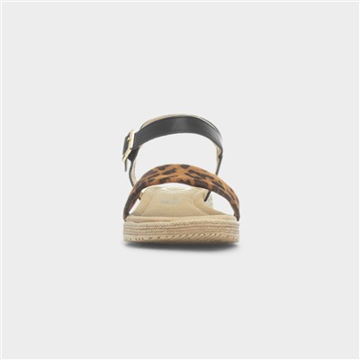 Sara Womens Black Leopard Sandal
