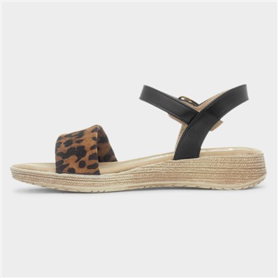 Sara Womens Black Leopard Sandal