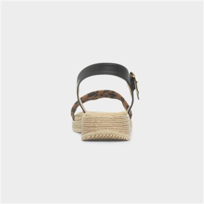 Sara Womens Black Leopard Sandal