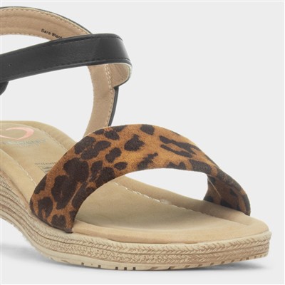 Sara Womens Black Leopard Sandal