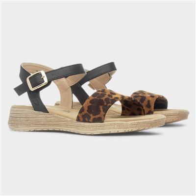 Sara Womens Black Leopard Sandal