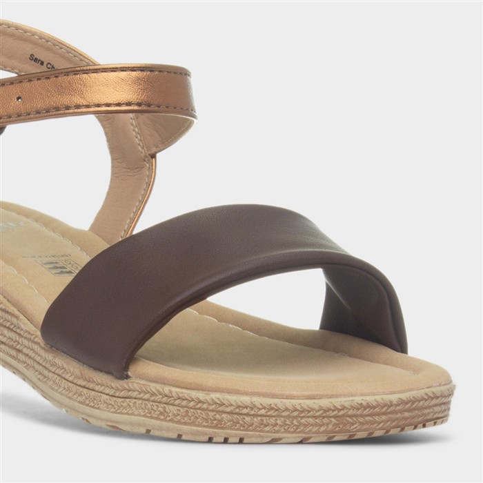 Sara Womens Chocolate Buckle Sandal