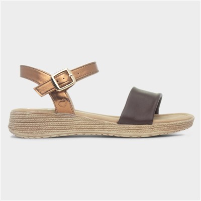 Sara Womens Chocolate Buckle Sandal