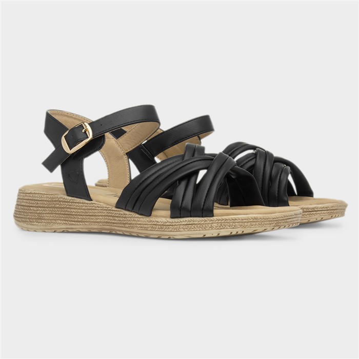 Symphony Womens Black Strappy Sandal