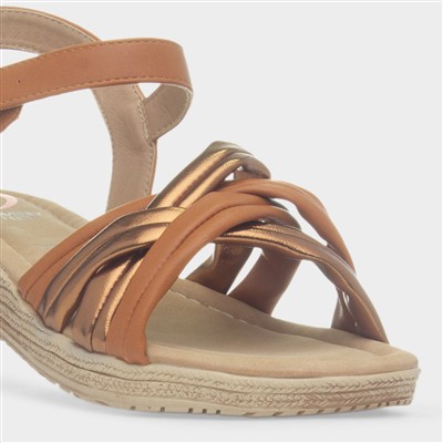 Symphony Womens Tan & Bronze Sandal