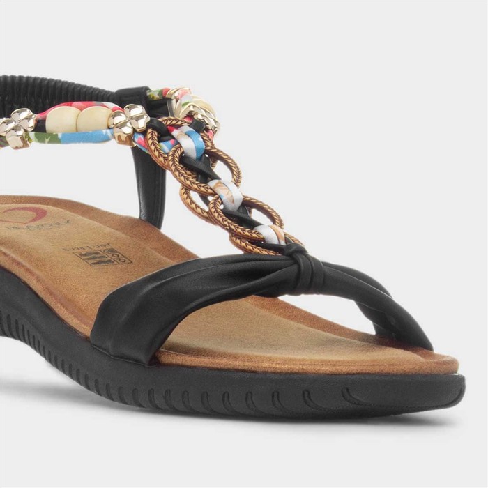 Bright Womens Black Slingback Sandal