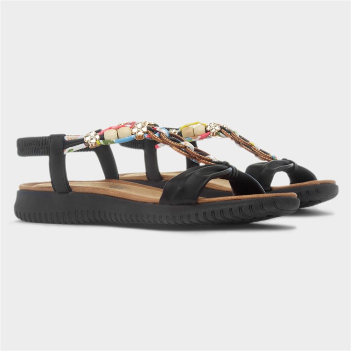 Bright Womens Black Slingback Sandal