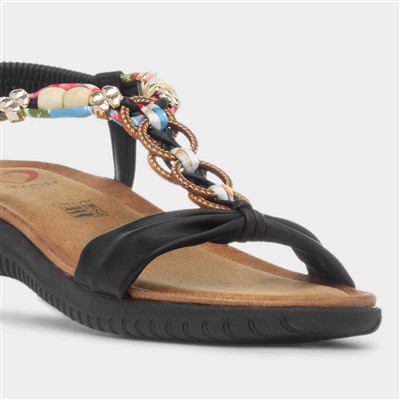 Bright Womens Black Slingback Sandal