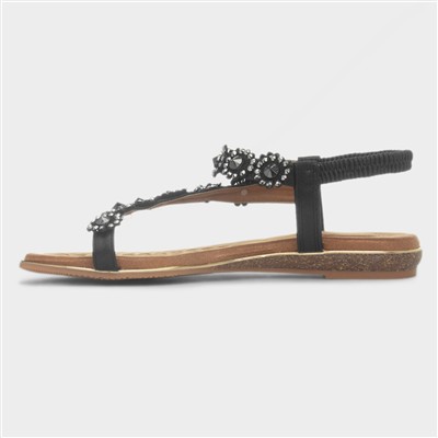 Charlotte Womens Black Diamante Sandal