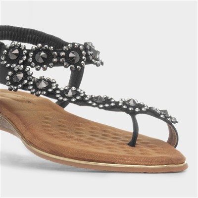 Charlotte Womens Black Diamante Sandal