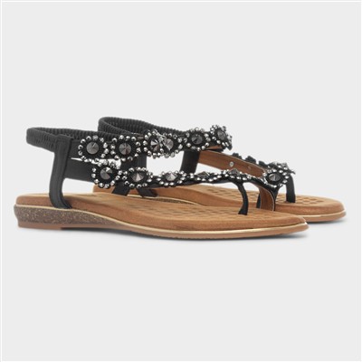 Charlotte Womens Black Diamante Sandal