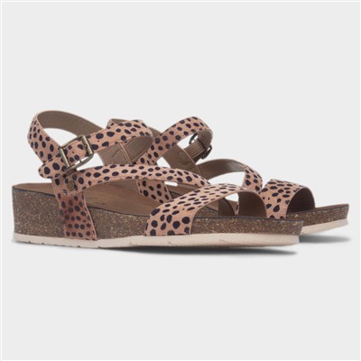 Muster Ocelot Beige Womens Wedge Sandal