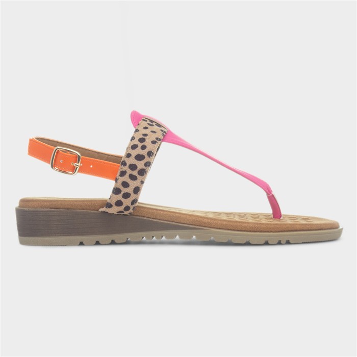 Gina Womens Multi Leopard Toe Post Sandal