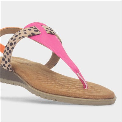 Gina Womens Multi Leopard Toe Post Sandal